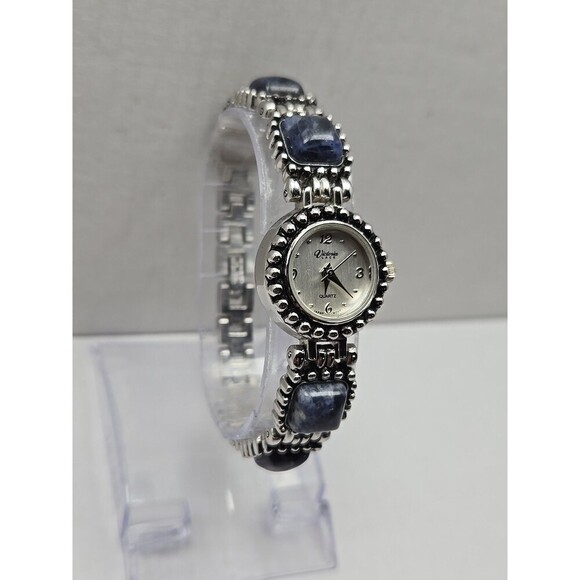 Victoria Lace Quartz Blue Cabochon Watch Japan Silver Tone Womens New Battery - Picture 3 of 10